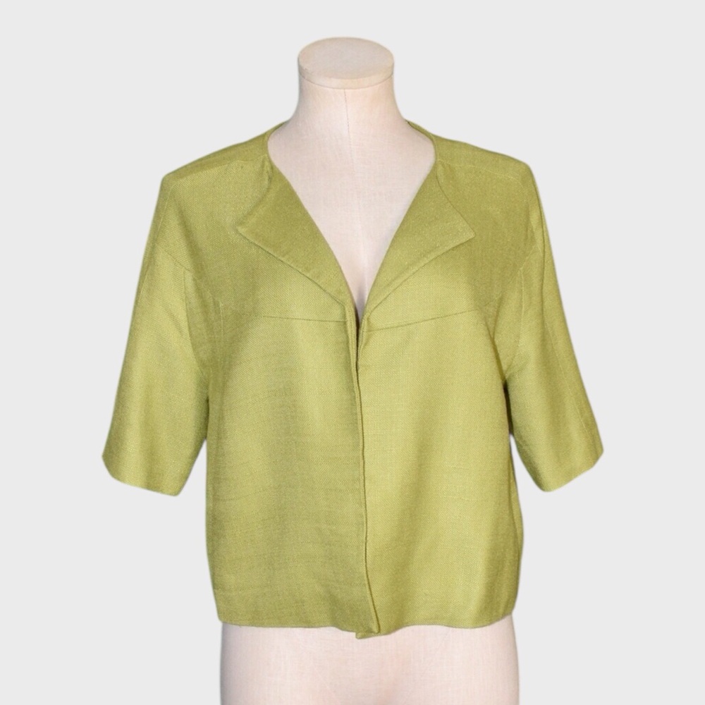 Kate Spade Green Cropped Short Sleeve Jacket Blazer